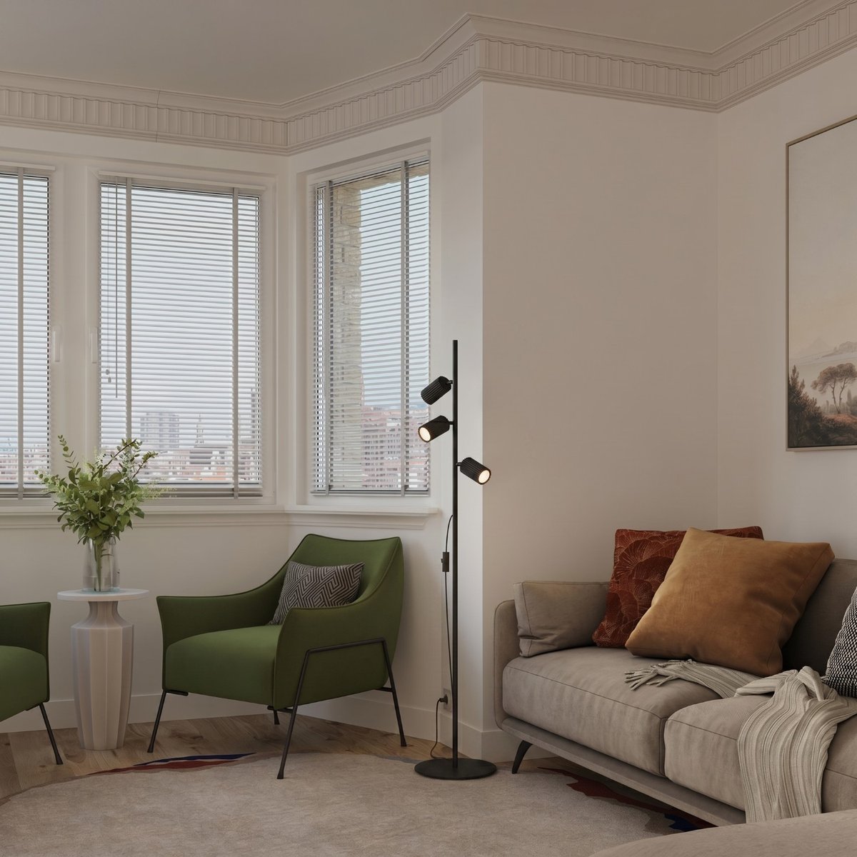 Lampadaire Aluminium Noir GU10 3 KARBON noir, EDEN