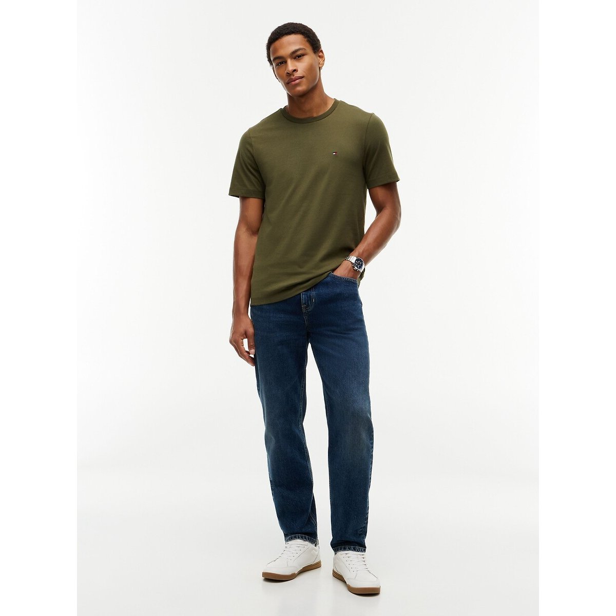 Camiseta recta gruesa caqui oscuro, TOMMY HILFIGER