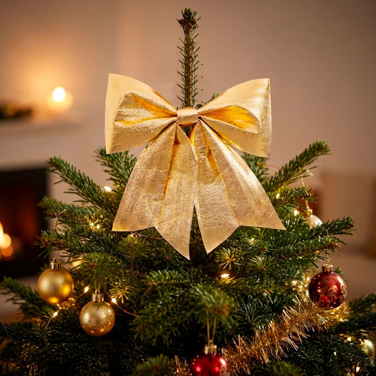 Décoration de Noël grand noeud doré 25cm doré, WADIGA