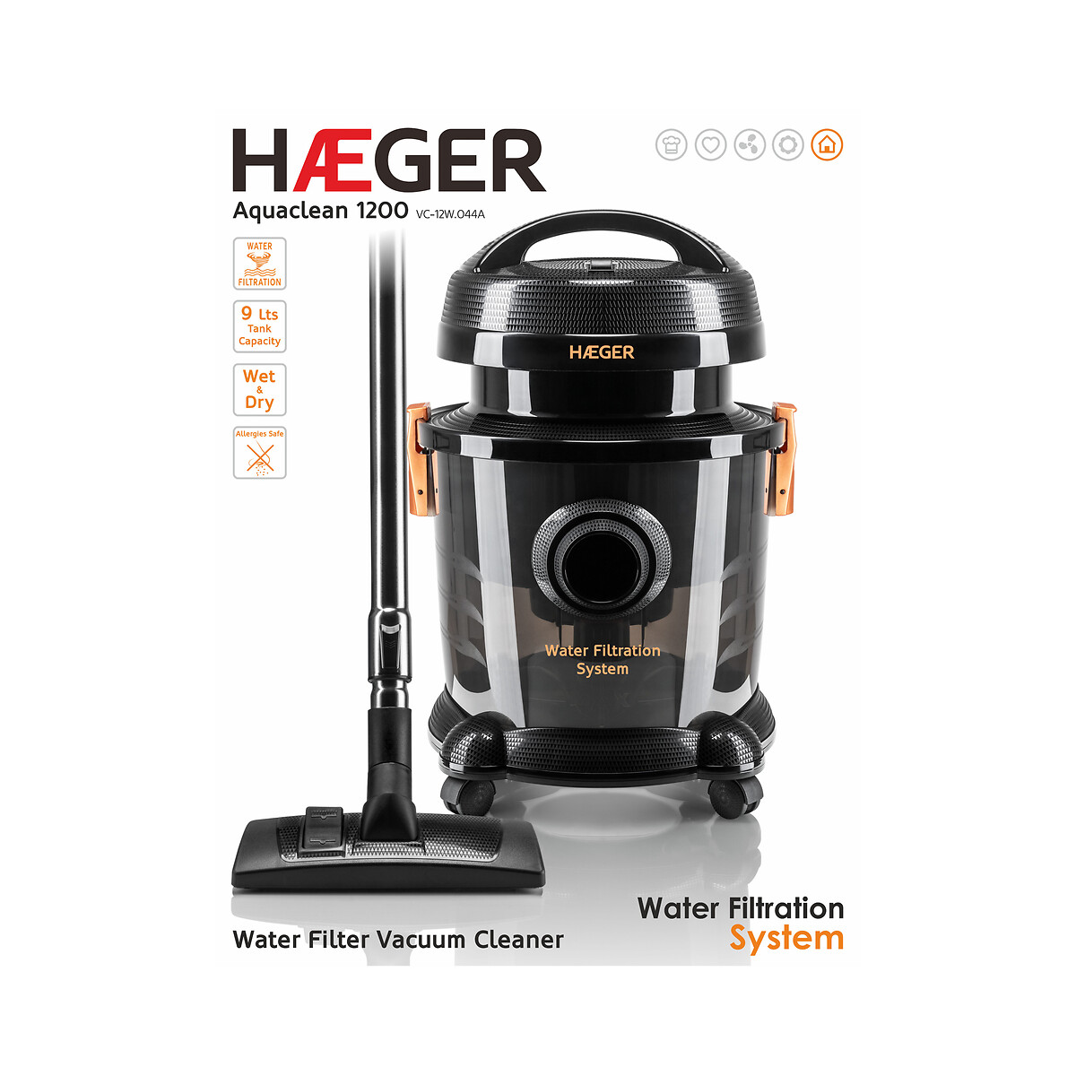 Aspirador Aquaclean, HAEGER preto , HAEGER