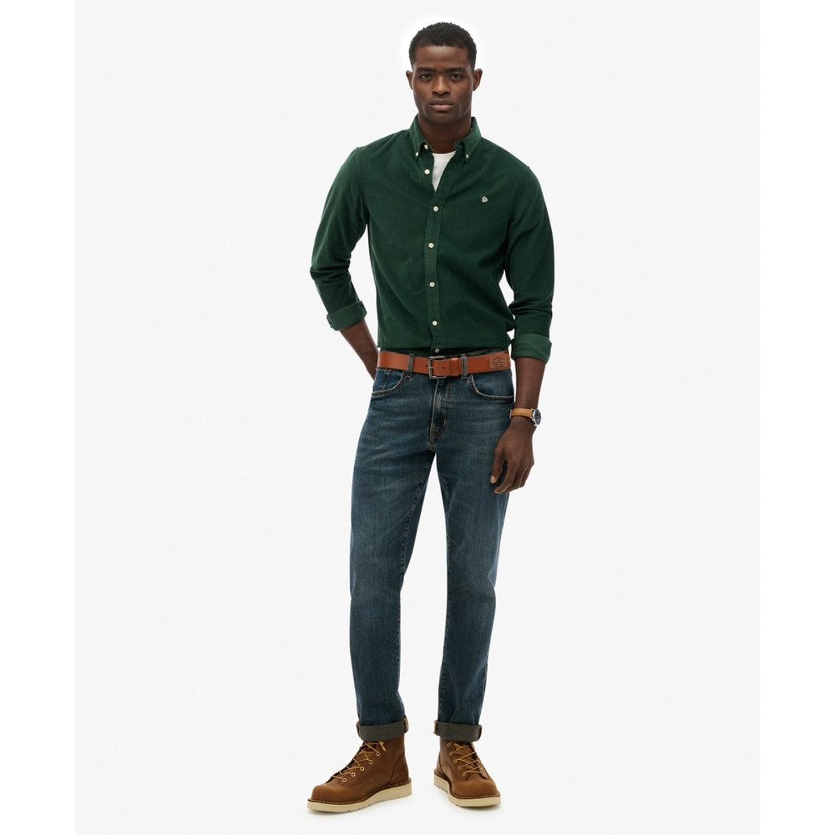 Chemise velours côtelé vert émail, SUPERDRY