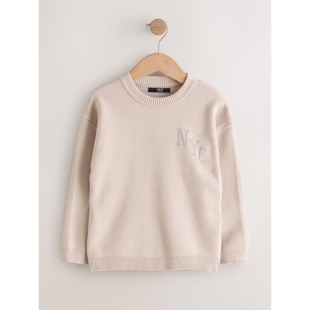Pull ras du cou en maille new york neutre, NEXT