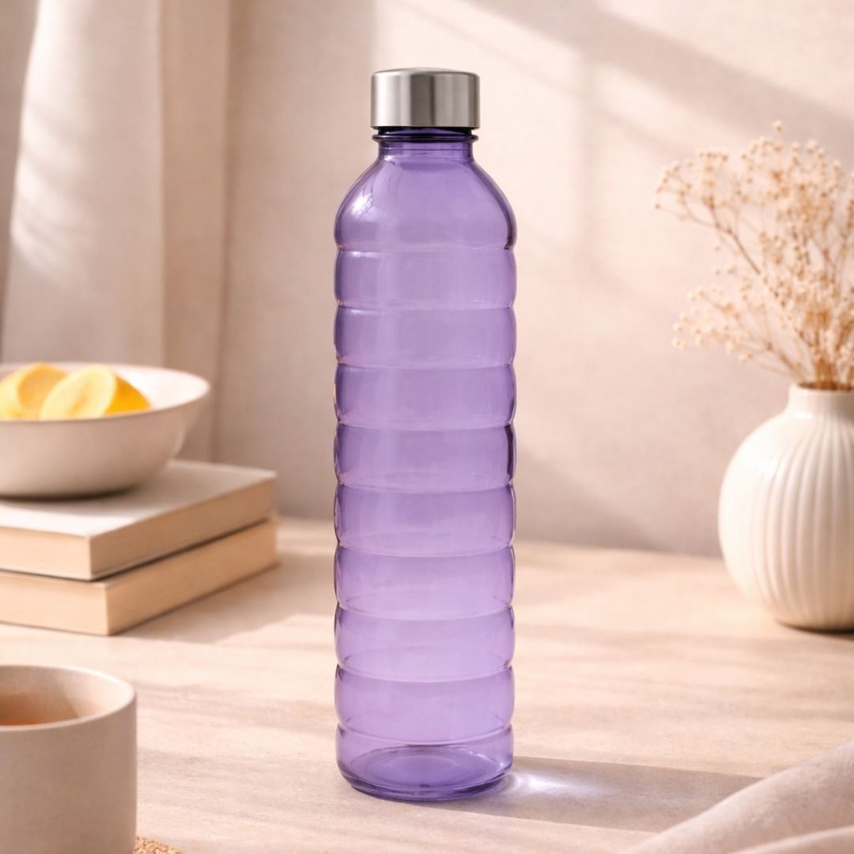 Bouteille violette en verre coloré, GLOUPOP violet, ARTIME