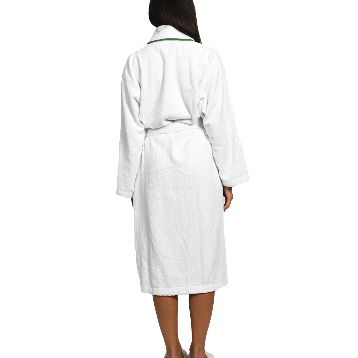 Peignoir brodé col châle 420 g/m² AURORE blanc, SENSEI MAISON