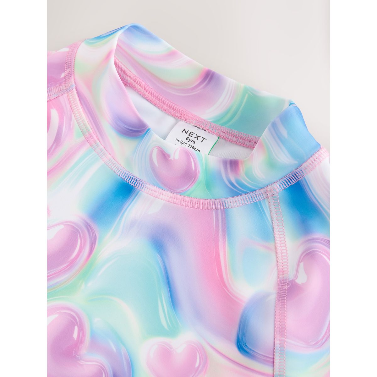 Débardeur en lycra anti-uv et slip de bain cœur à bulles rose/bleu, NEXT