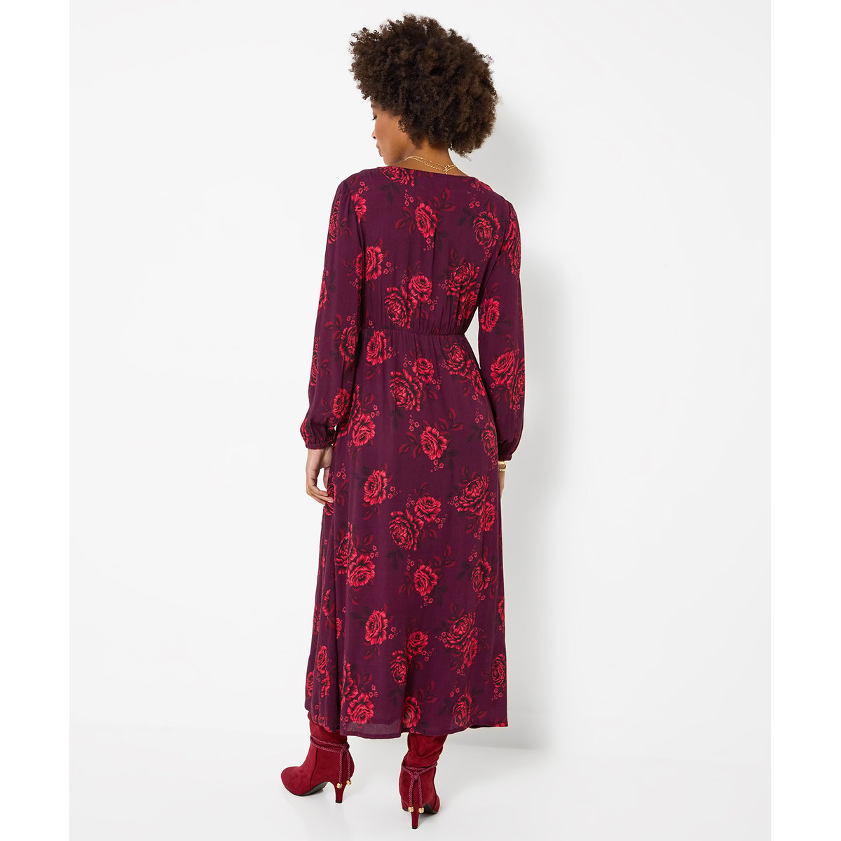 Robe Longue Boutonnée Roses Éclatantes rouge, JOE BROWNS