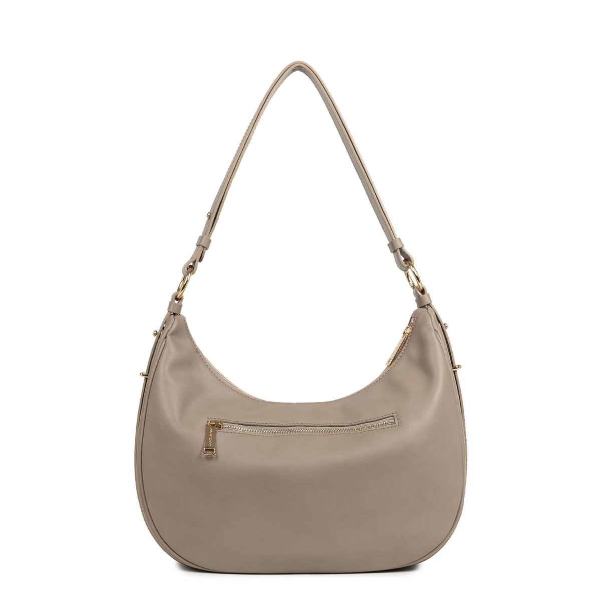 Sac besace zippé en cuir L, DONNA ARIA mastic, LANCASTER