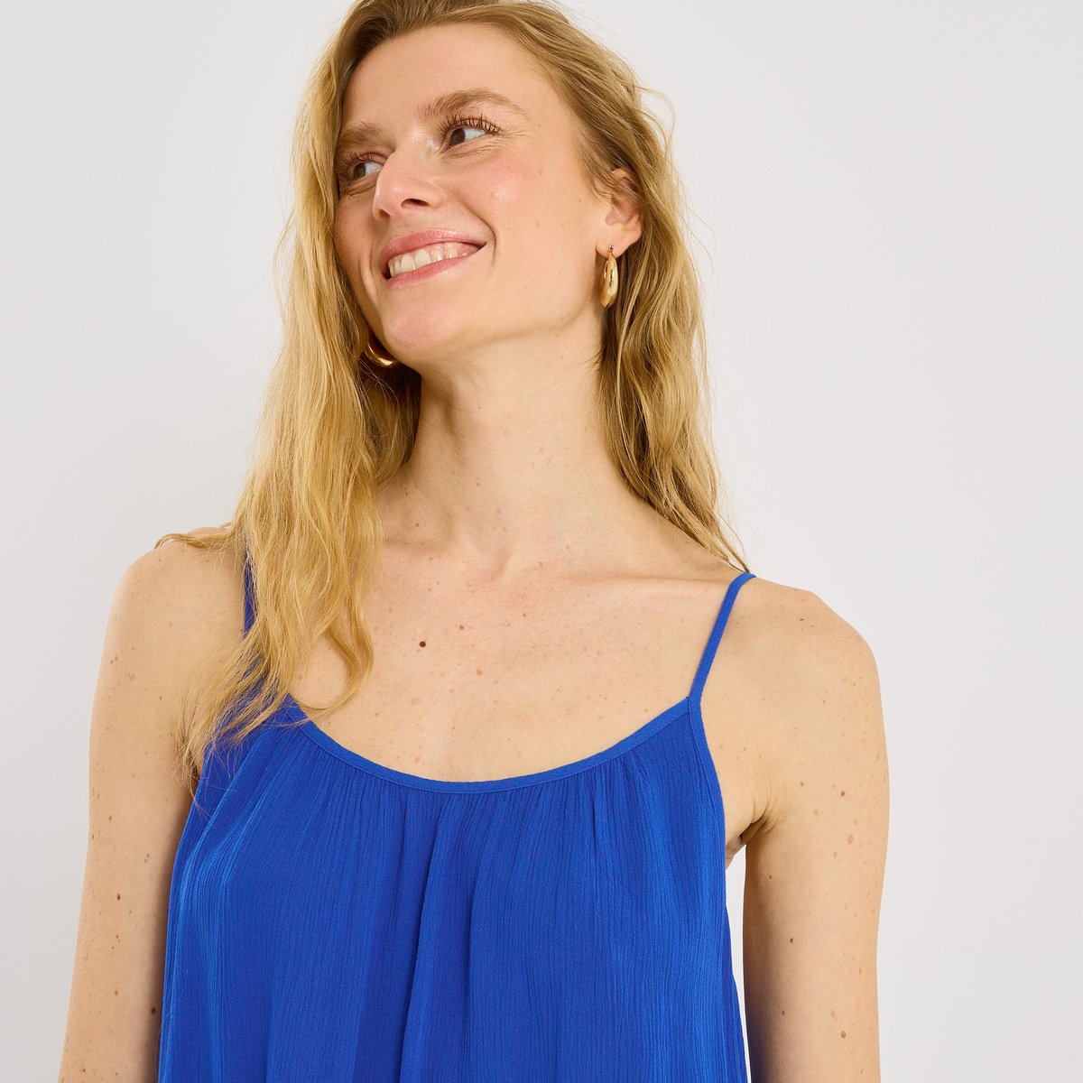 Robe courte fines bretelles bleu, GRAIN DE MALICE