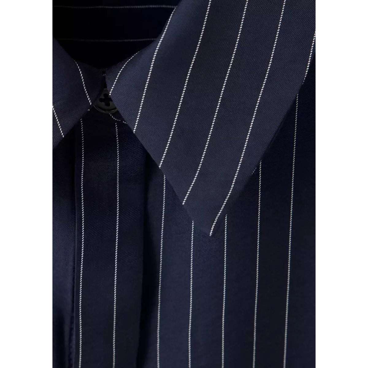 Chemise modal fines rayures bleu marine, MANGO