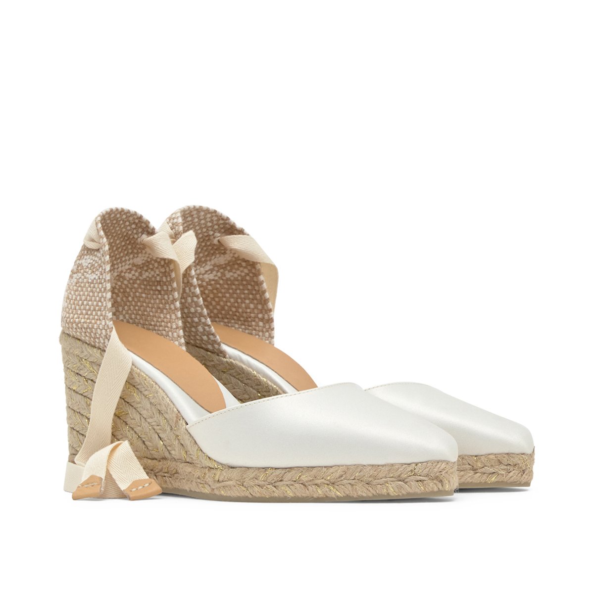 Espadrilles compensées en satin à bout pointu et lacets  JOYCE PLATFORM blanc, CASTANER