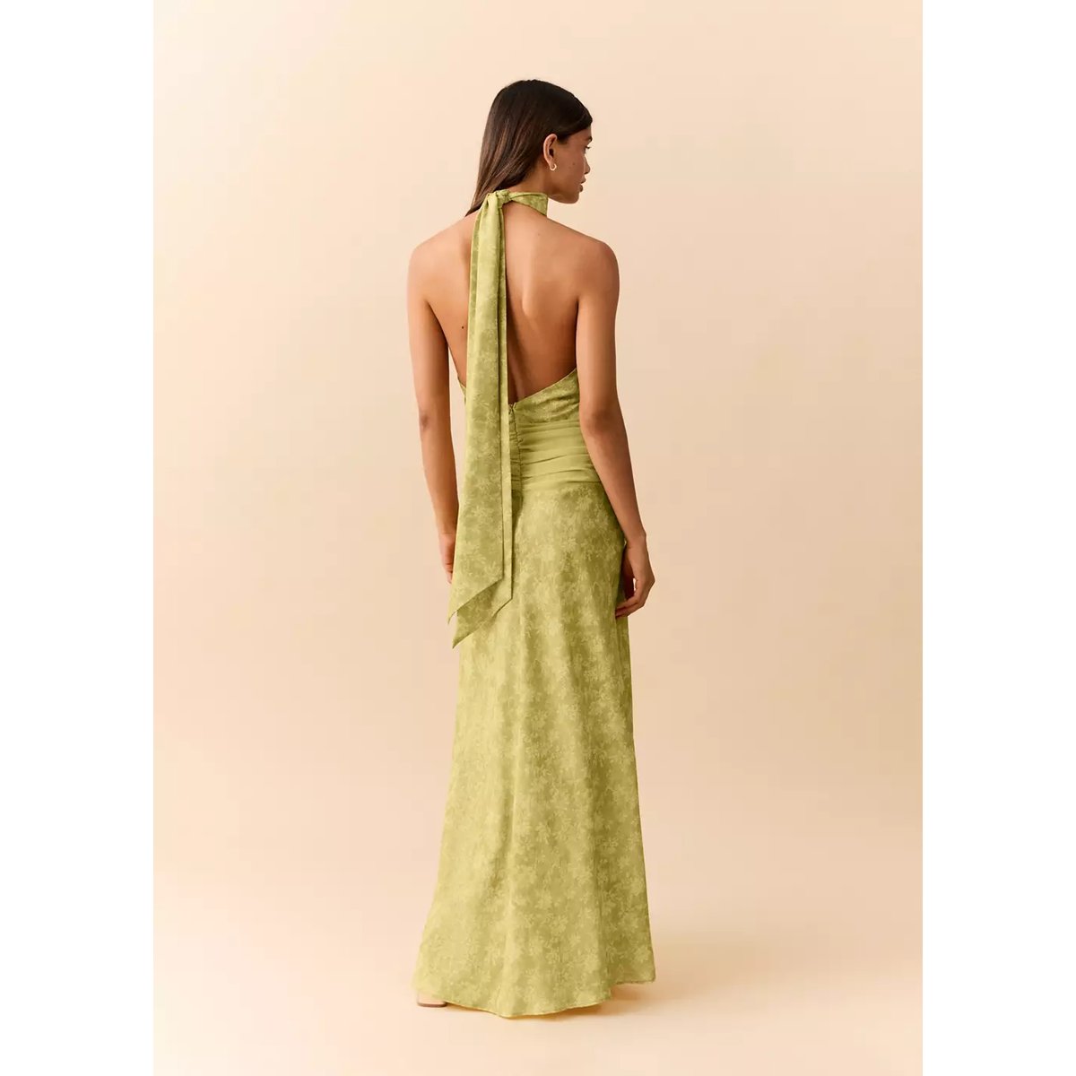 Robe emmanchures américaines dos nu citron vert, MANGO TEEN
