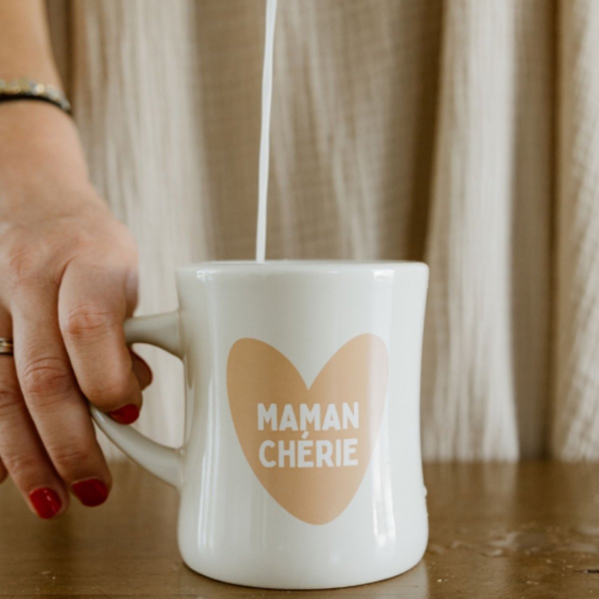 Mug Maman beige, écru, ATELIER WAGRAM