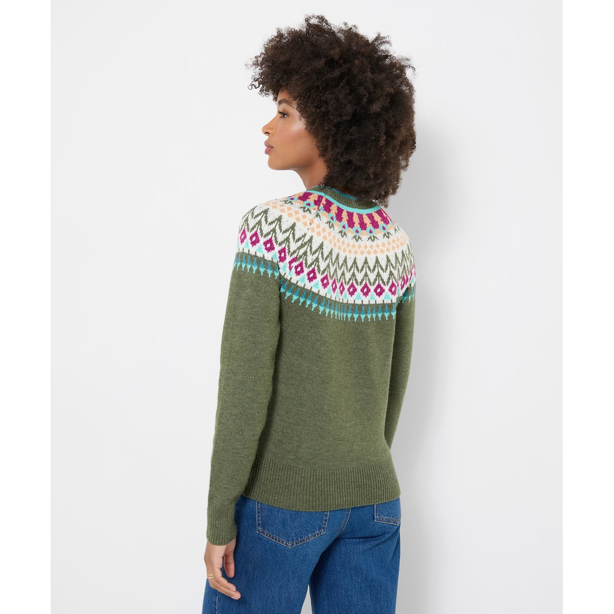Pull Jacquard Fair Isle Fleuri Tilly vert, JOE BROWNS