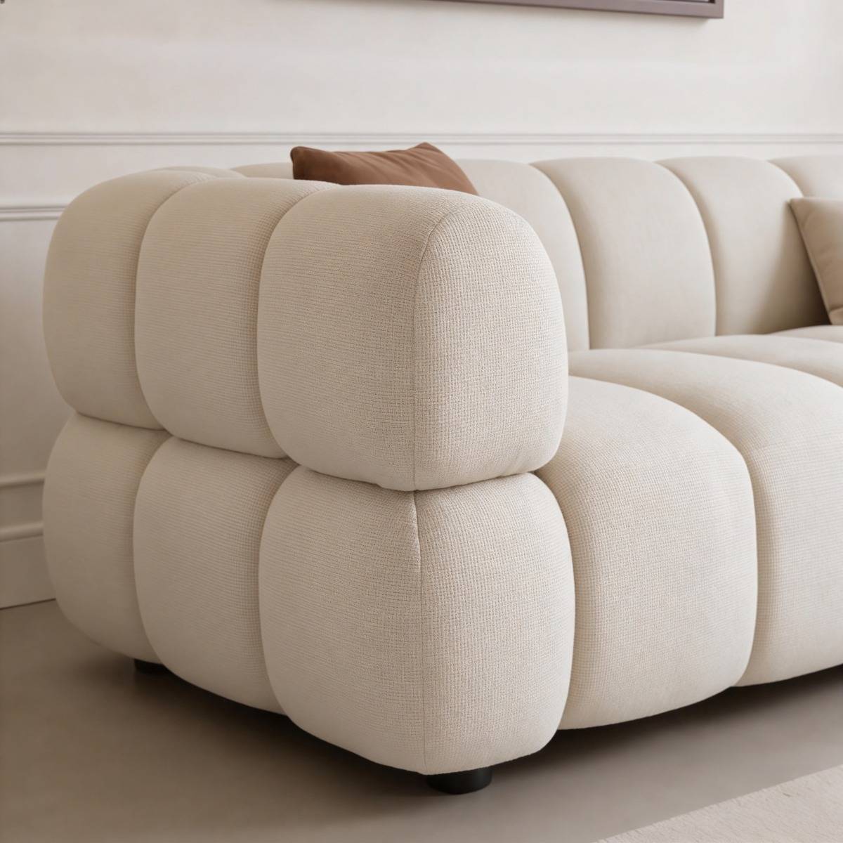 Canapé en tissu SYREL beige, MADE IN MEUBLES 