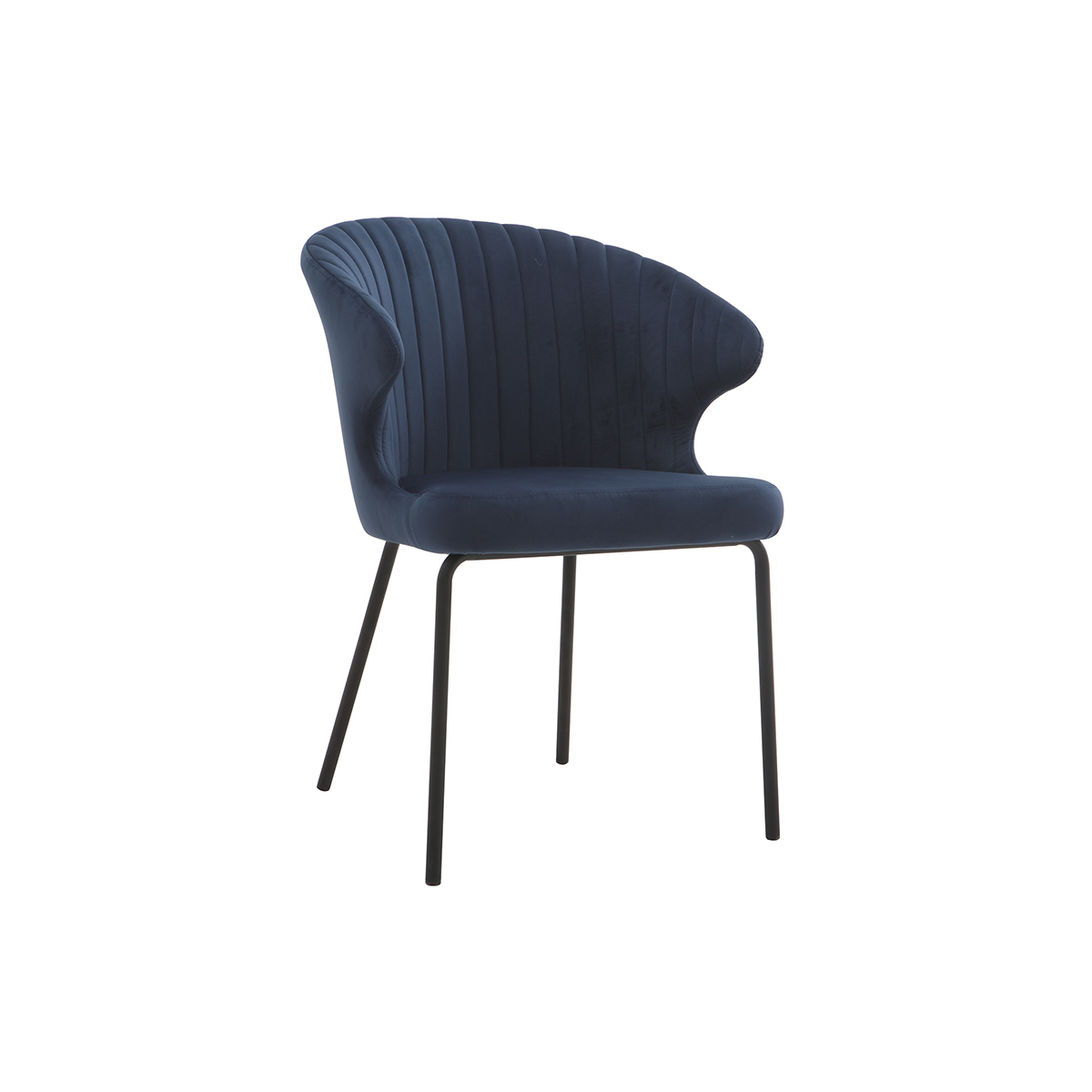 Chaise design en velours pieds métal REQUIEM bleu marine, MILIBOO