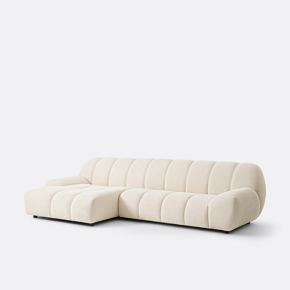 Sofá rinconero izquierdo de 4 plazas, tejido en relieve, NURIA crudo, LA REDOUTE INTERIEURS