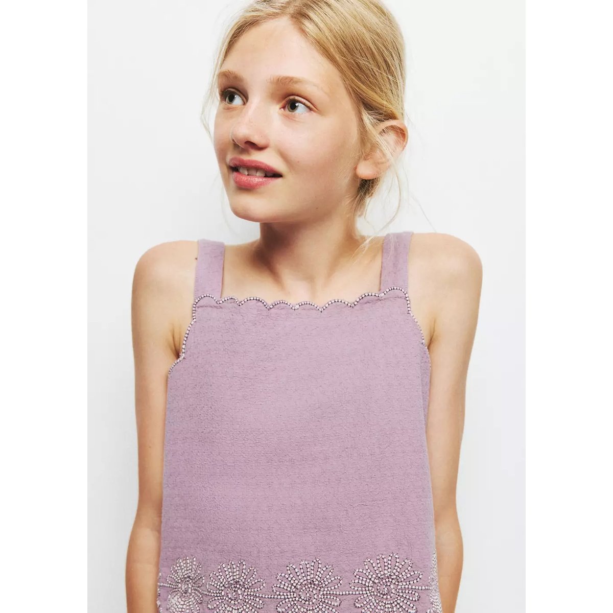 Blouse détails brodés violet clair/pastel, MANGO KIDS