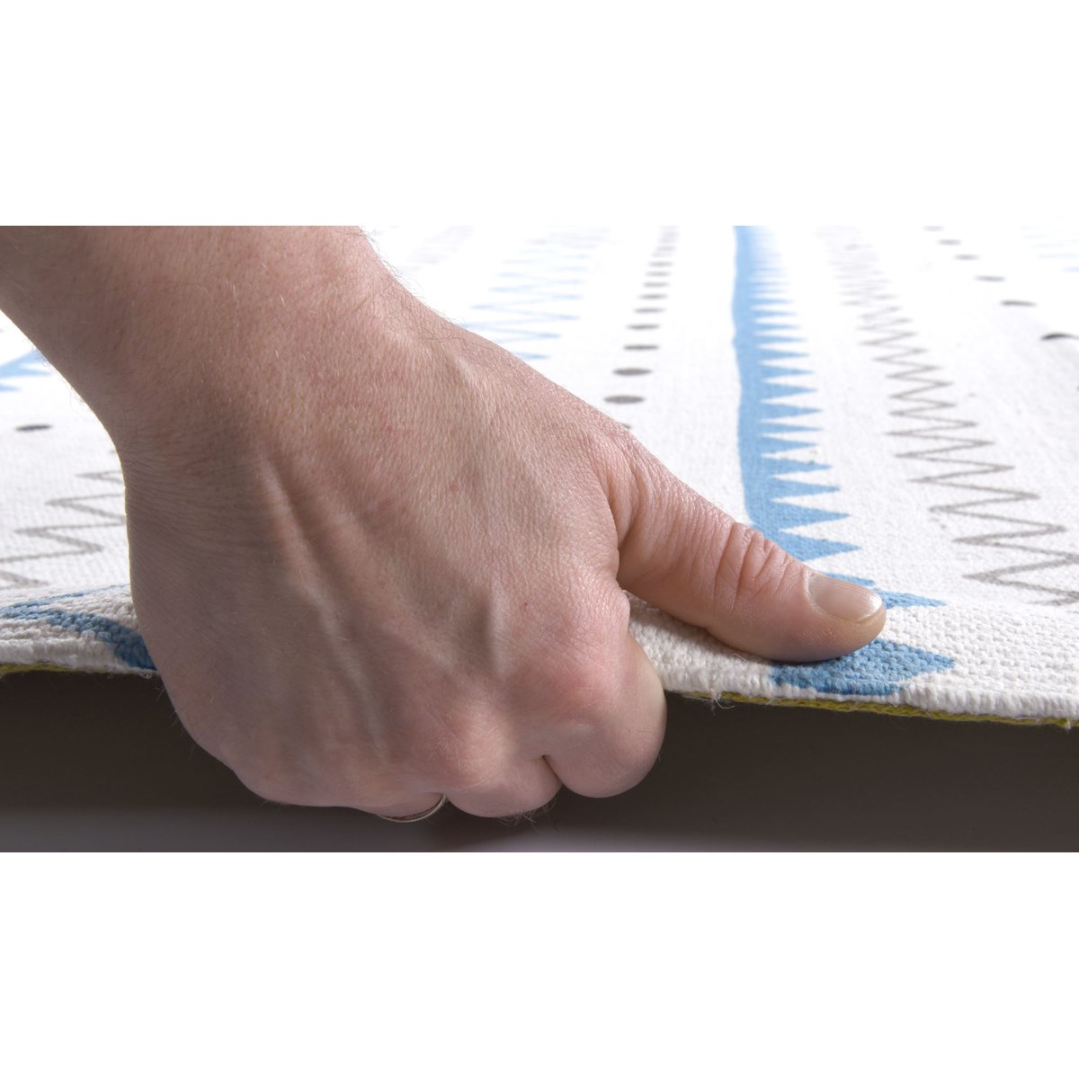 Tapis Salon TUXEDO - tapis fait main - coton turquoise multi, THEKO