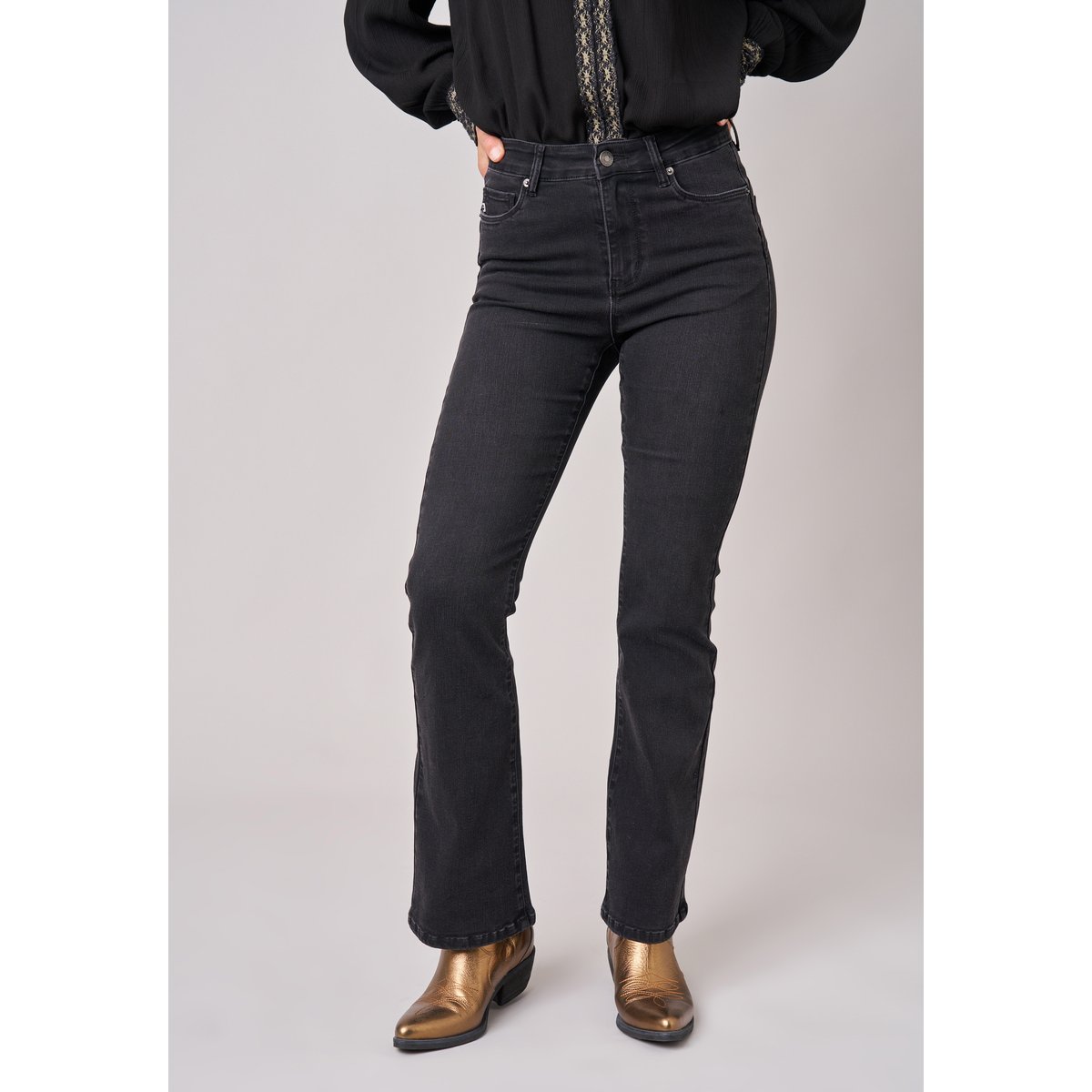 Jean bootcut femme ALICIA noir délavé, DEELUXE