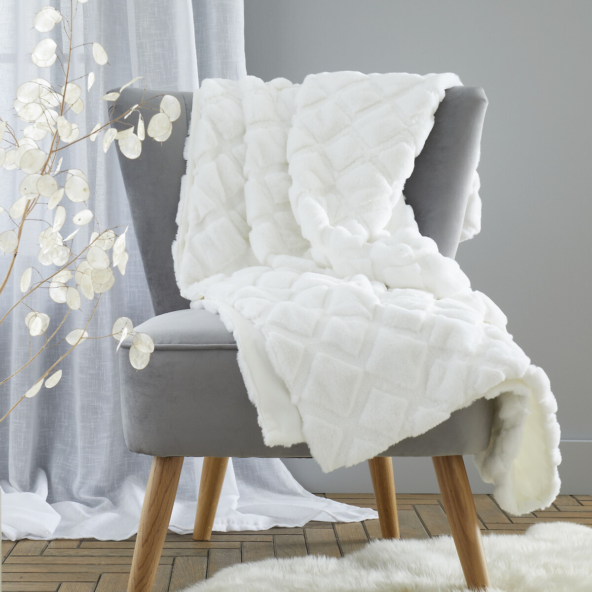Cosy Diamond 130x170cm Throw white, CATHERINE LANSFIELD