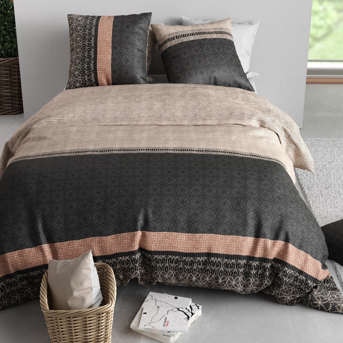 Parure de lit - Housse de couette coton 57 fils multicolore, EDEN