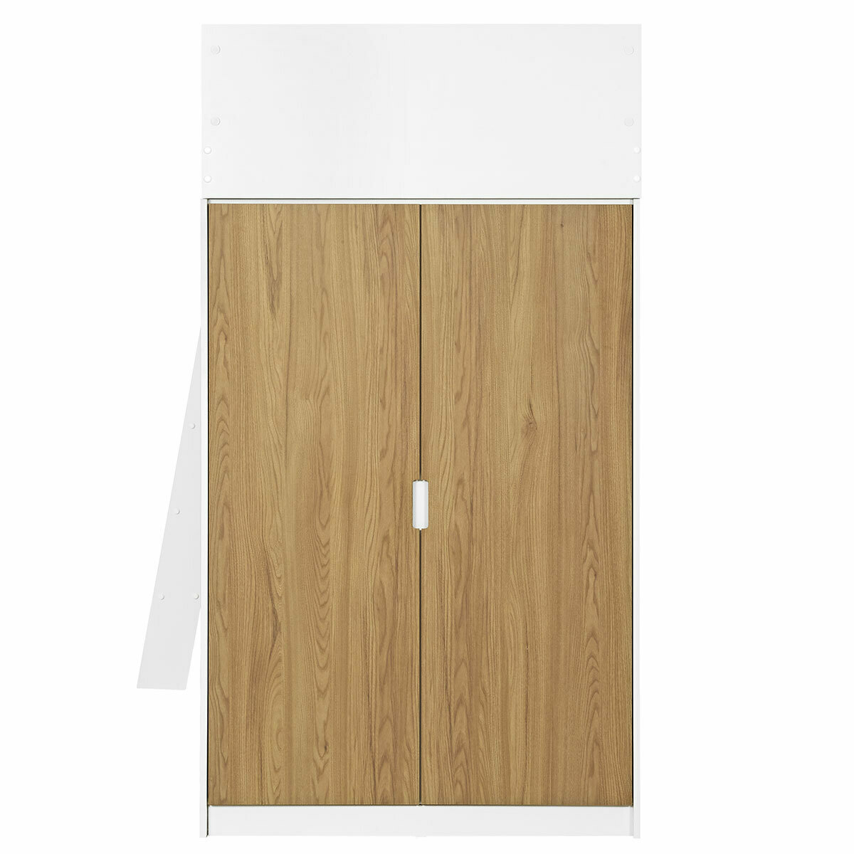 Pack lit mezzanine avec matelas MEMPHIS blanc et bois, AKITEN RETAIL
