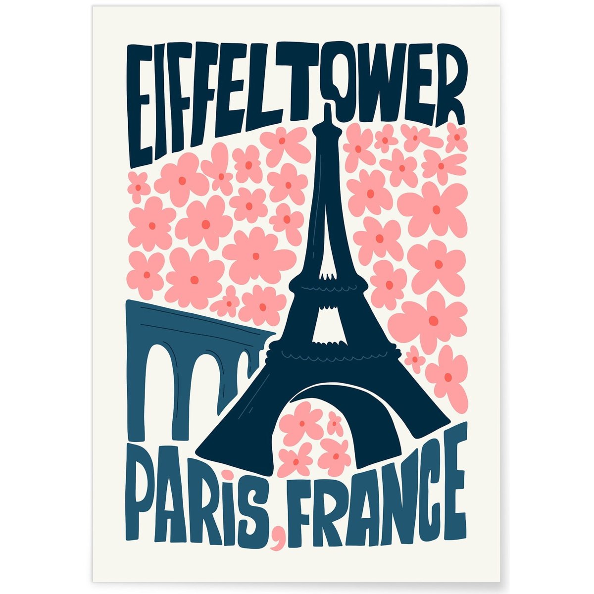 Affiche Paris 5 Tour Eiffel blanc, L'AFFICHERIE
