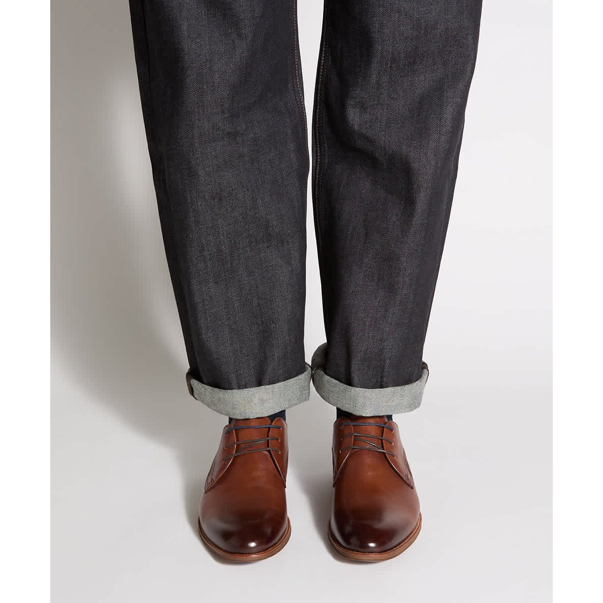 Perforated Leather Derby Shoe - REDIAL tan-leather, DUNE LONDON