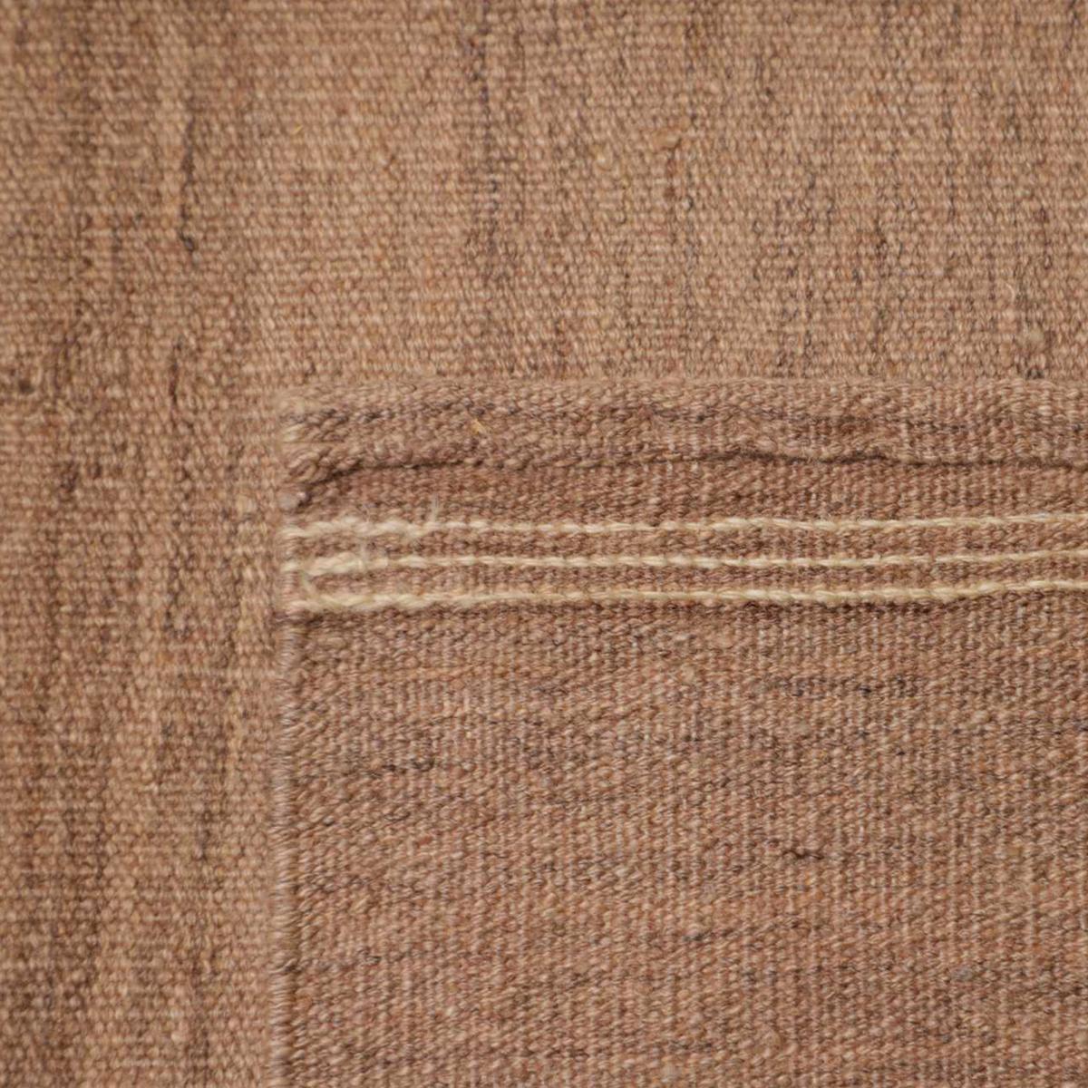 Tapis kilim, faux uni authentique, tissé à plat en laine beige, crème, UN AMOUR DE TAPIS