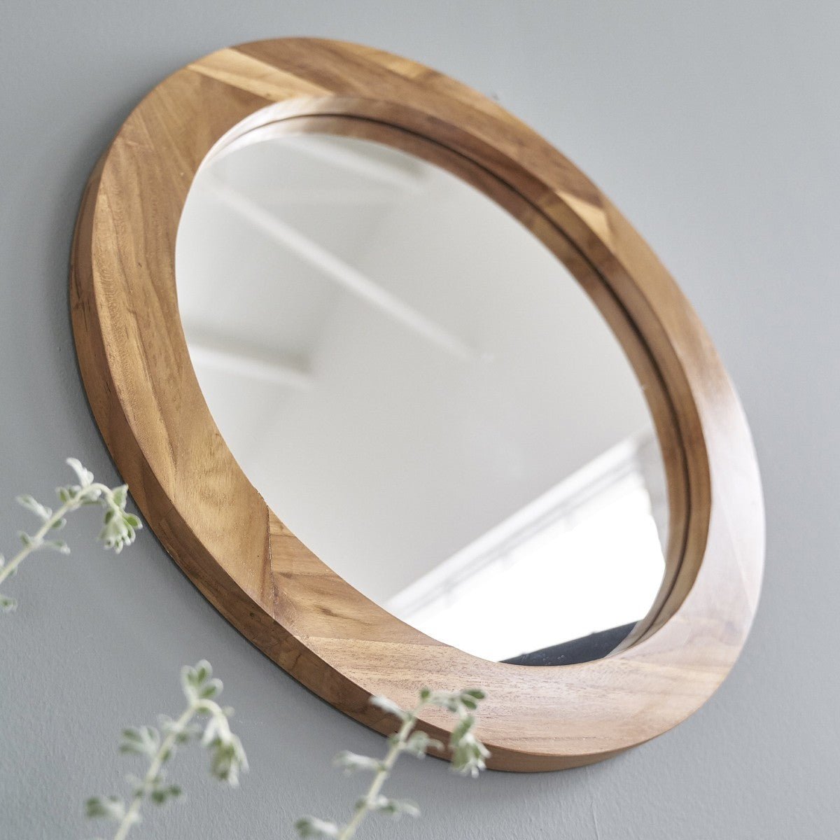 Miroir en teck massif 50 cm SARA naturel, BERAH GETAH