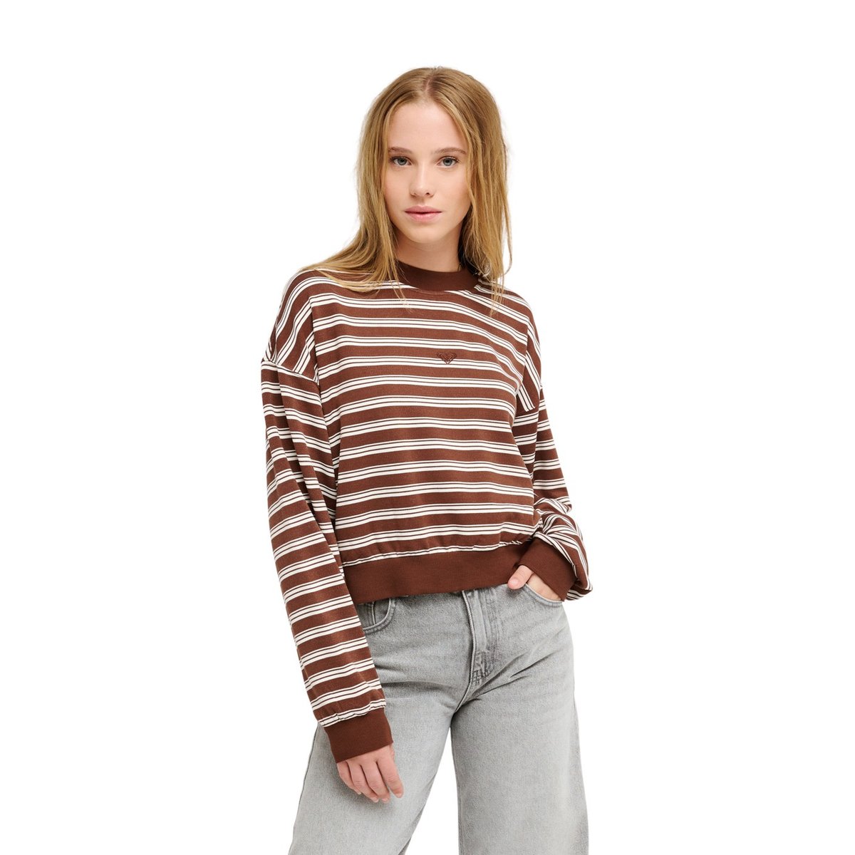 Sweat BLOSSOM RIDGE. marron chestnut blossom ridge stripe, ROXY
