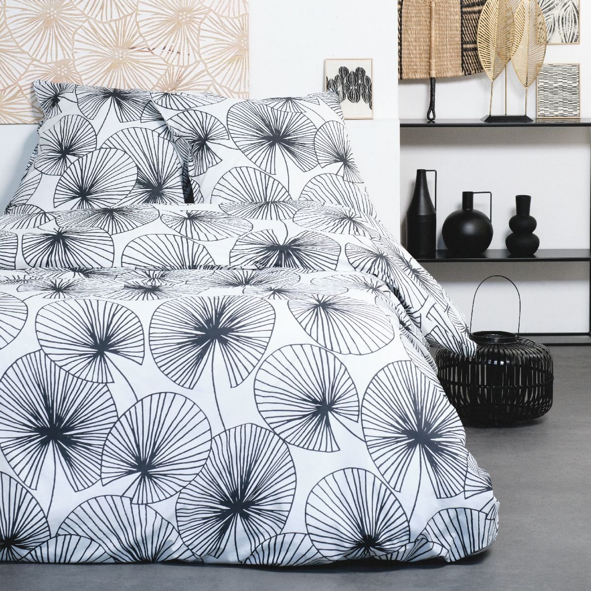 Parure de lit imprimé imprimé Floral coton SUNSHINE SOA blanc, TODAY