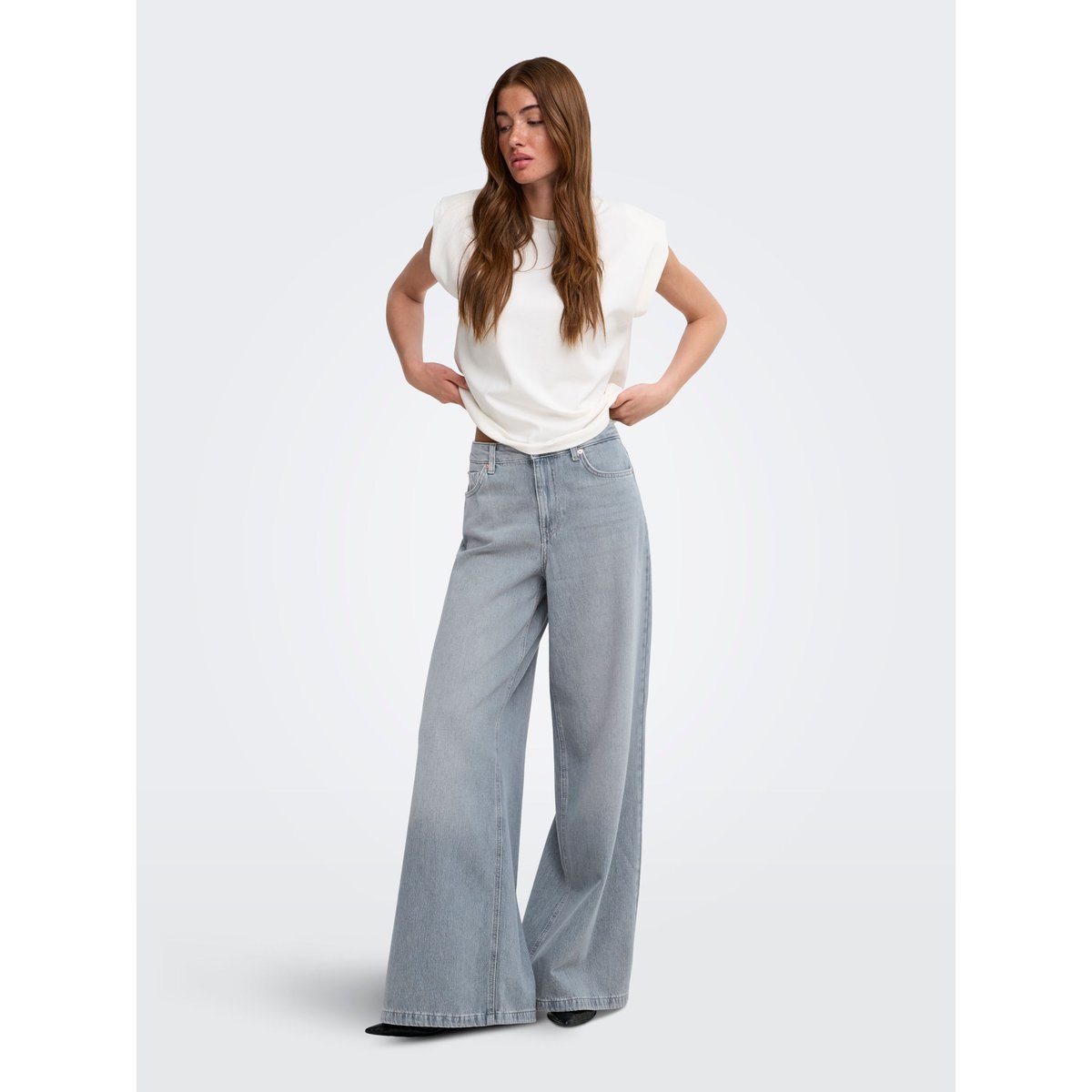 Jean À Jambe Large special blue grey denim, ONLY