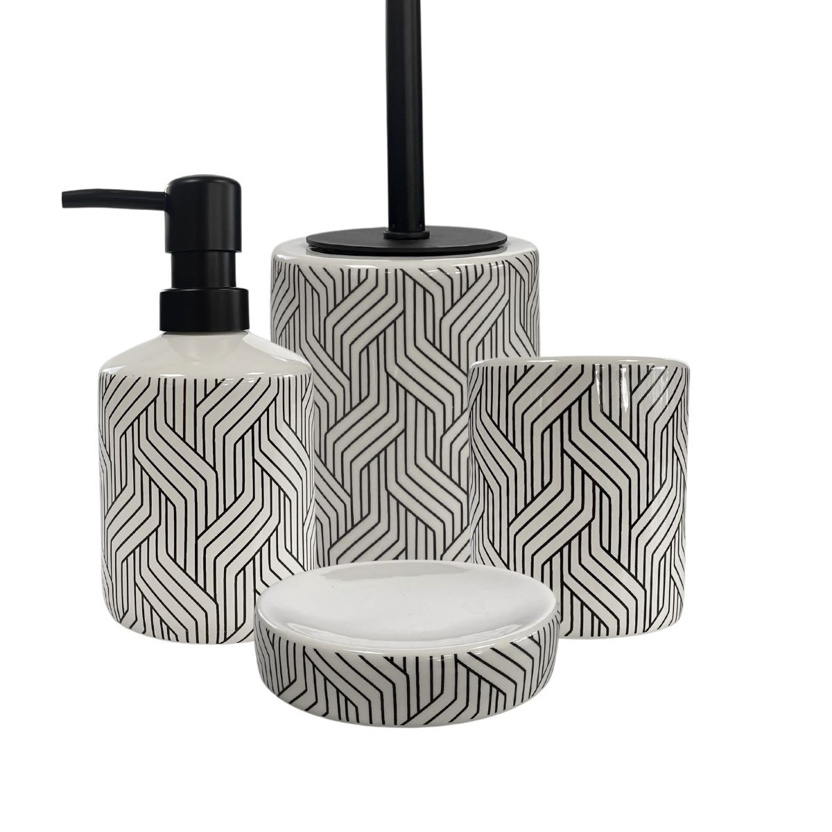 Set salle de bain graphique 4 pièces céramique URBAIN noir et blanc, GUY LEVASSEUR