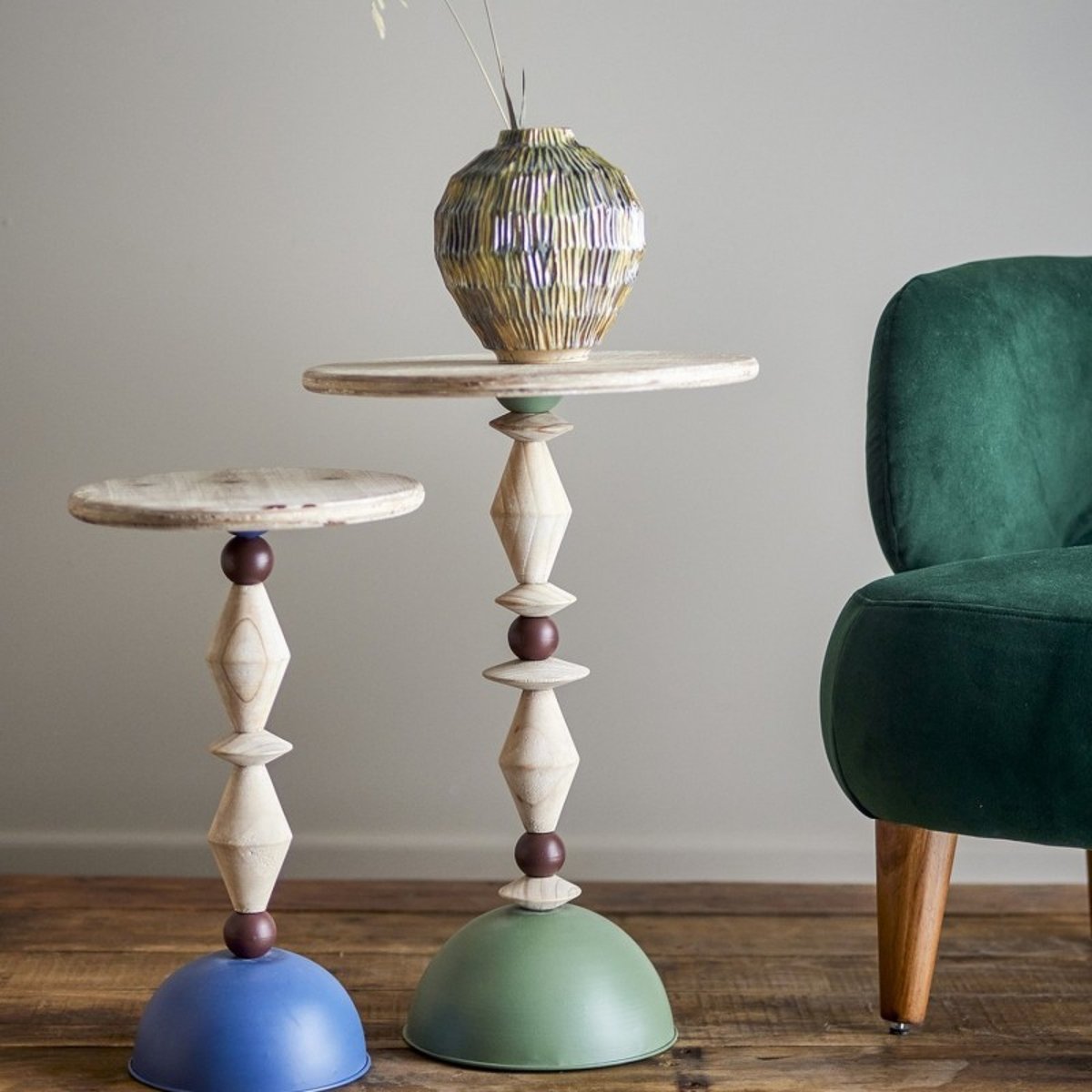 Table basse d'appoint bois métal Mannelli vert, BLOOMINGVILLE