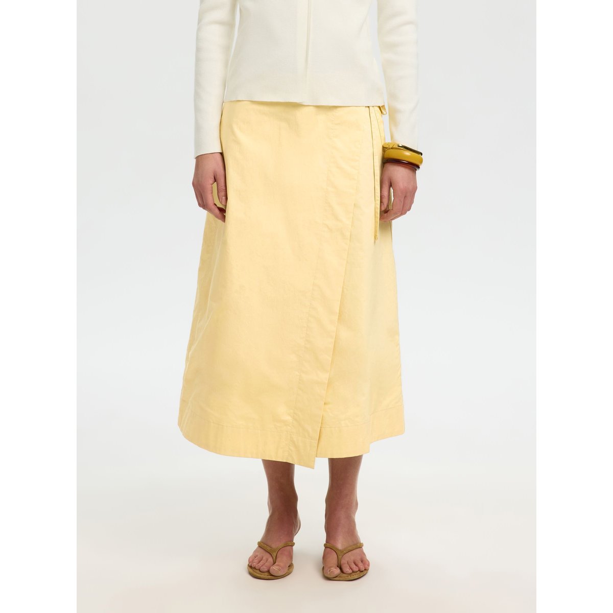 Jupe Mi-Longue jaune - italian straw, SELECTED
