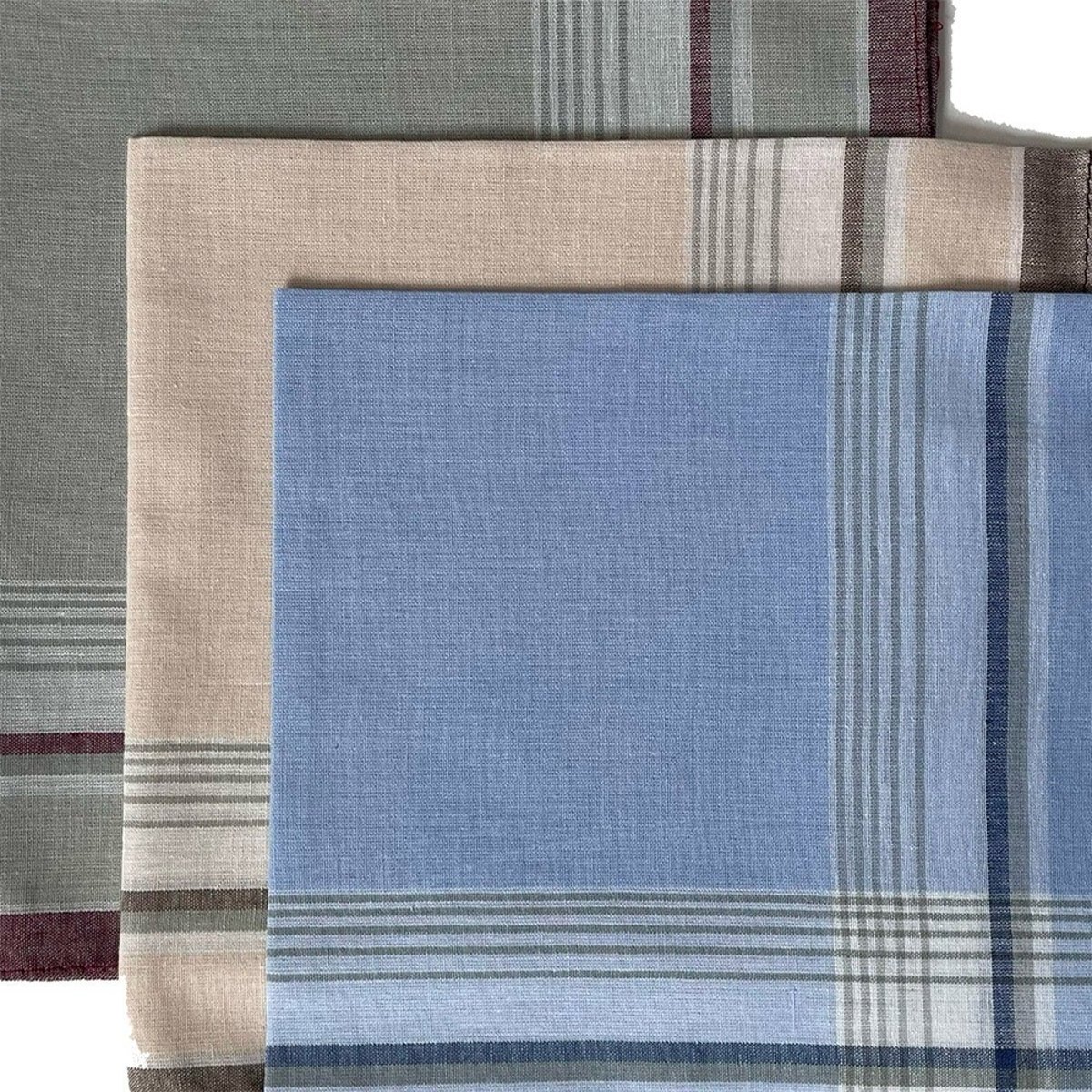 Lot de 12 mouchoirs homme couleur 40x40  100% coton bleu, DECORATIE