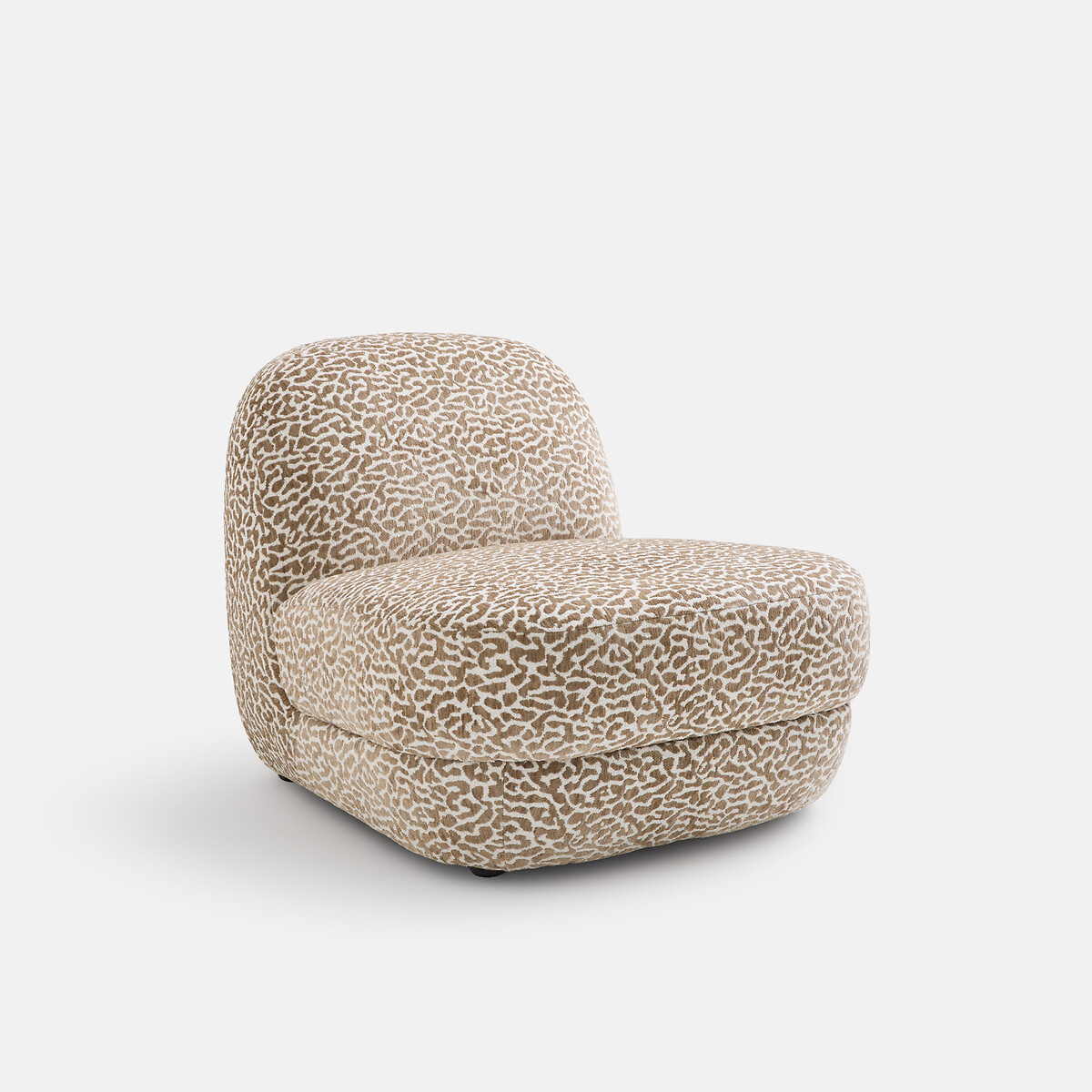 Cadeirão lounge compacto, tecido bouclé com motivo de leopardo, OLTO leopardo, LA REDOUTE INTERIEURS