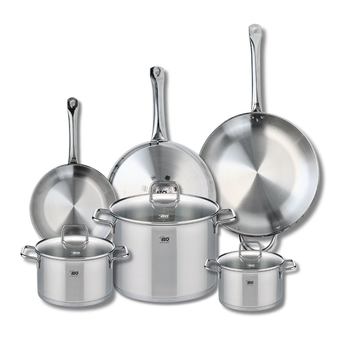 3 poêles 24/28/32cm + 3 faitouts 16/20/26cm PROFI CITRIN gris, ELO