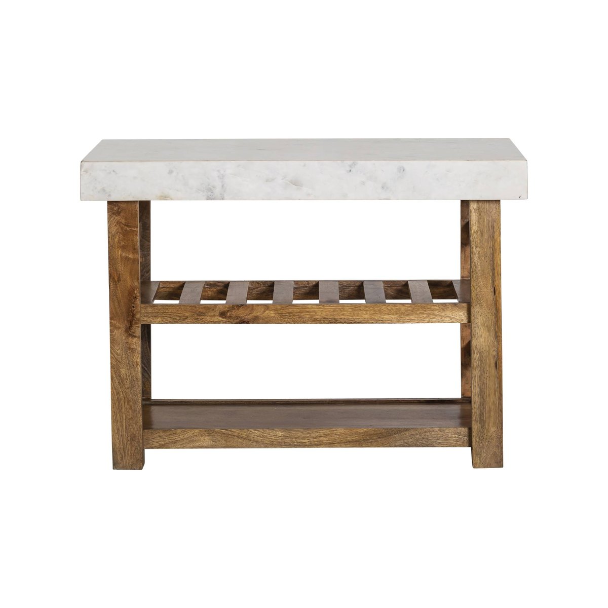 Billot en bois massif et marbre LOUCA blanc, MADE IN MEUBLES 