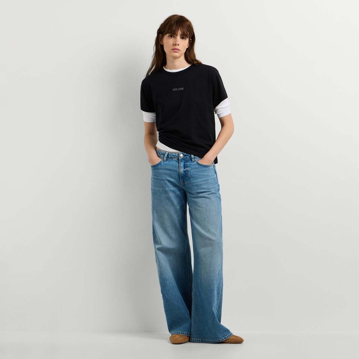 T-Shirt Logo En Strass noir, PEPE JEANS