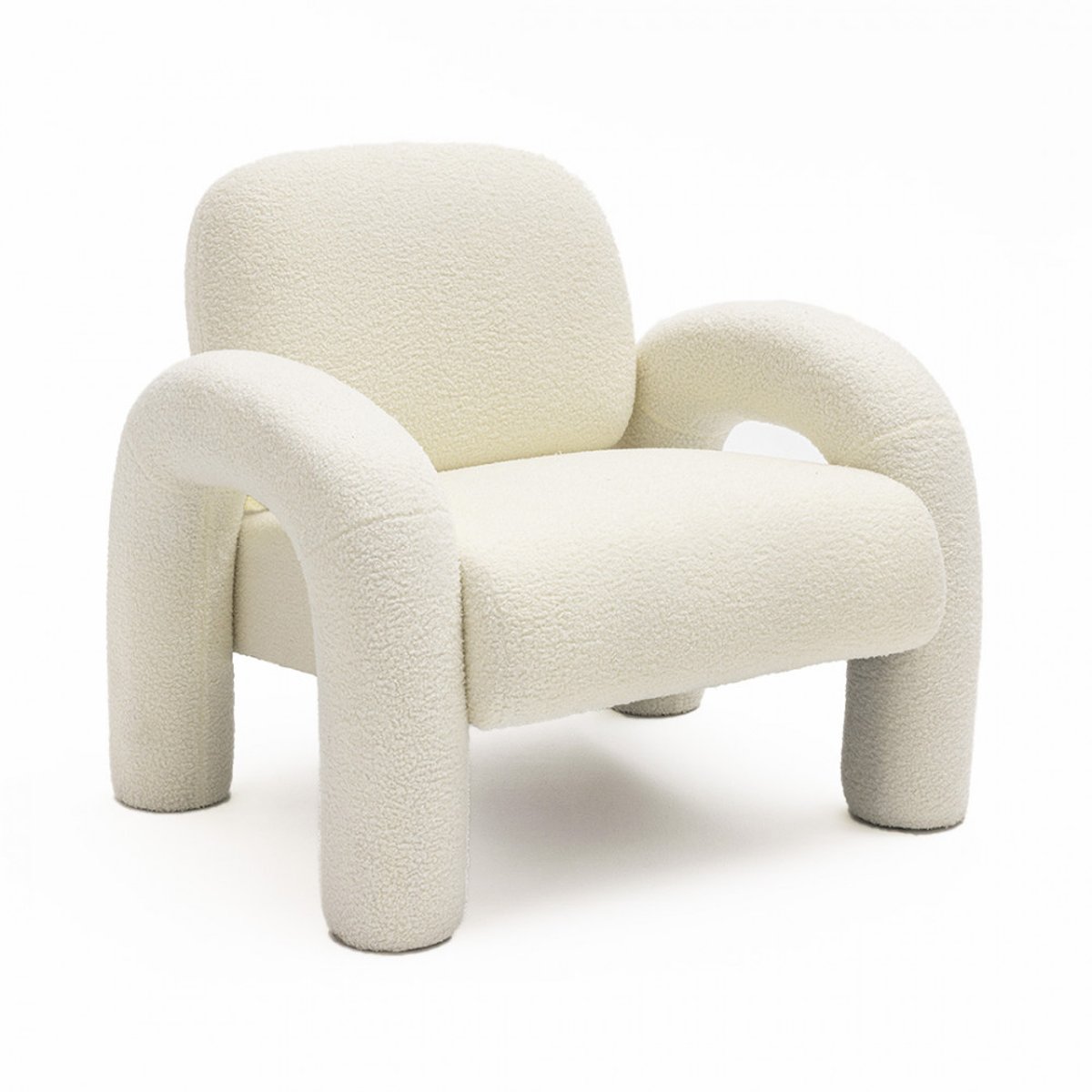 Fauteuil en tissu bouclette- MIO blanc, DRAWER