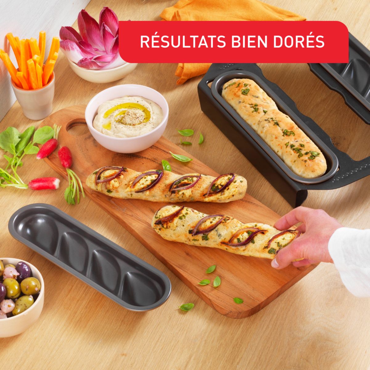 Moule à pain Creabake 3 moules à petit pain couleur unique, TEFAL