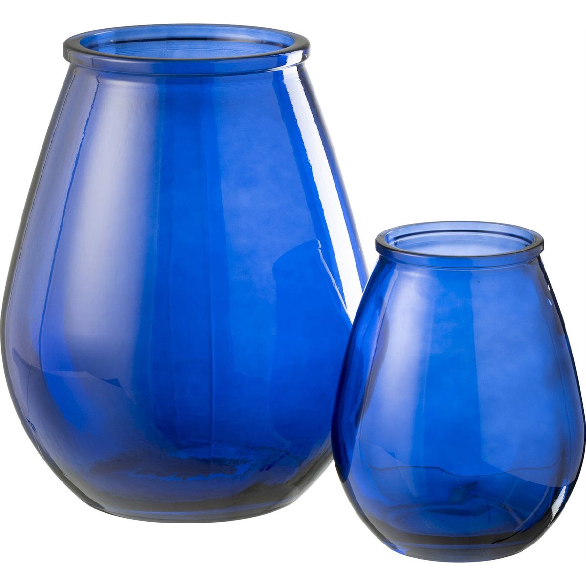 Vase décoratif en verre forme œuf organique bleu profond translucide, RECOLLECTION