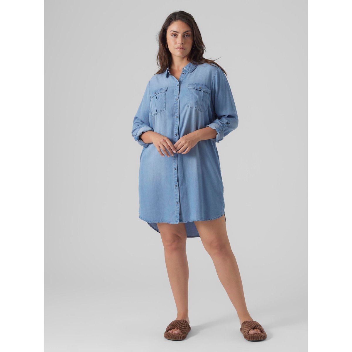 Robe Chemise light blue denim, VERO MODA
