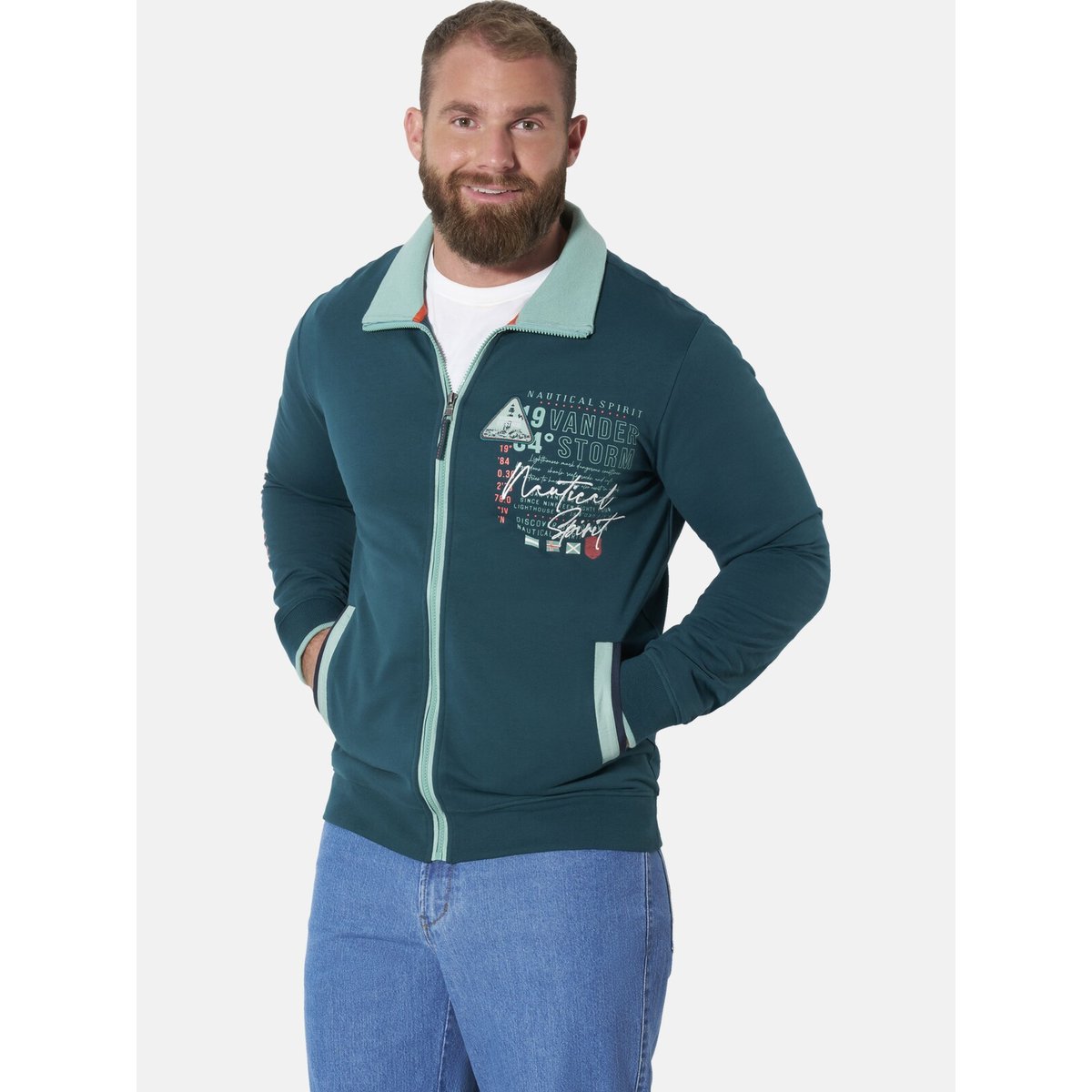Veste en molleton LINDSEN petrole, JAN VANDERSTORM