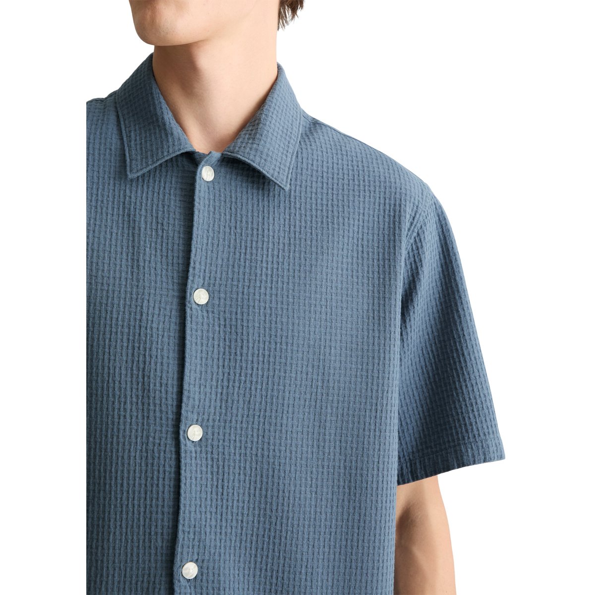 Chemise à manches courtes regular avec structure à carreaux bleu moyen, MARC O’POLO DENIM