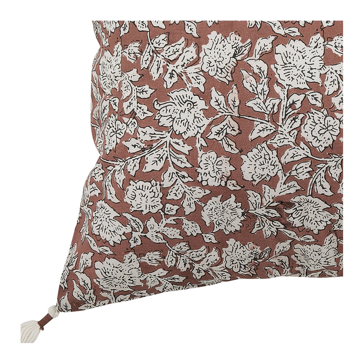 Housse de coussin en coton terracotta, BLANC D’IVOIRE