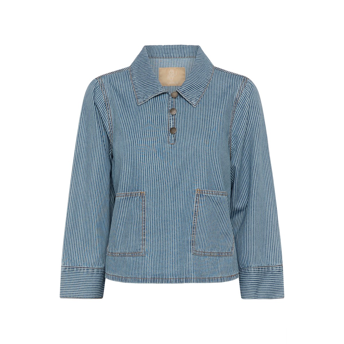 Chemise à manches longues bleu/blanc rayures, CULTURE