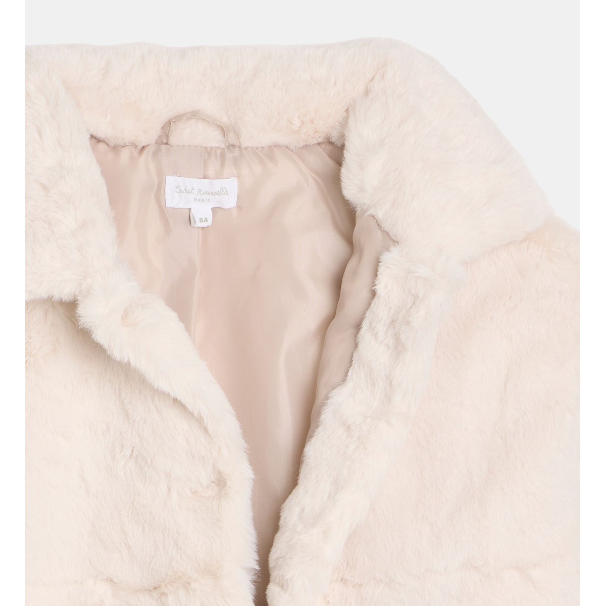 Manteau vartanou imitation fourrure écru, CADET ROUSSELLE